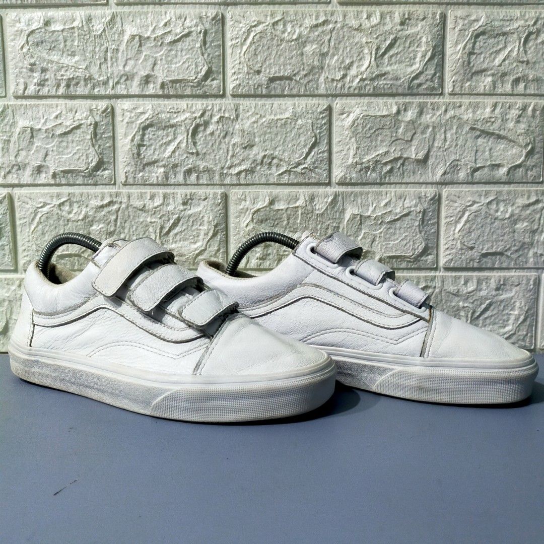 White leather velcro vans outlet