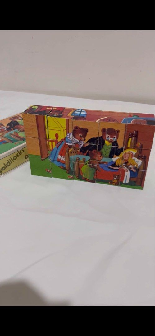 Vintage c.1970s Goldilocks And The Three Bears Six-Sided Wooden Puzzle ...