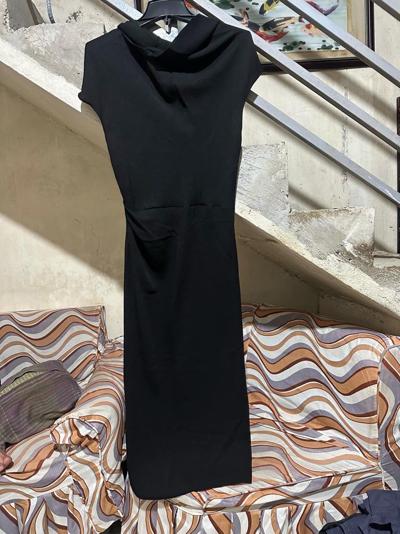 slim fit dress slacks Zara Scallop V High Low Dress