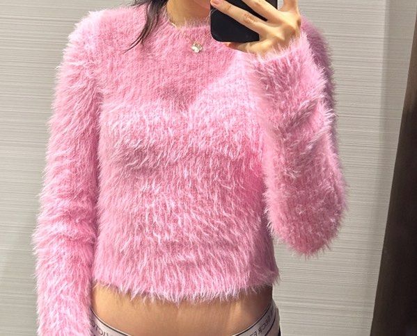 ZARA Fluffy Pink Knitted Sweater