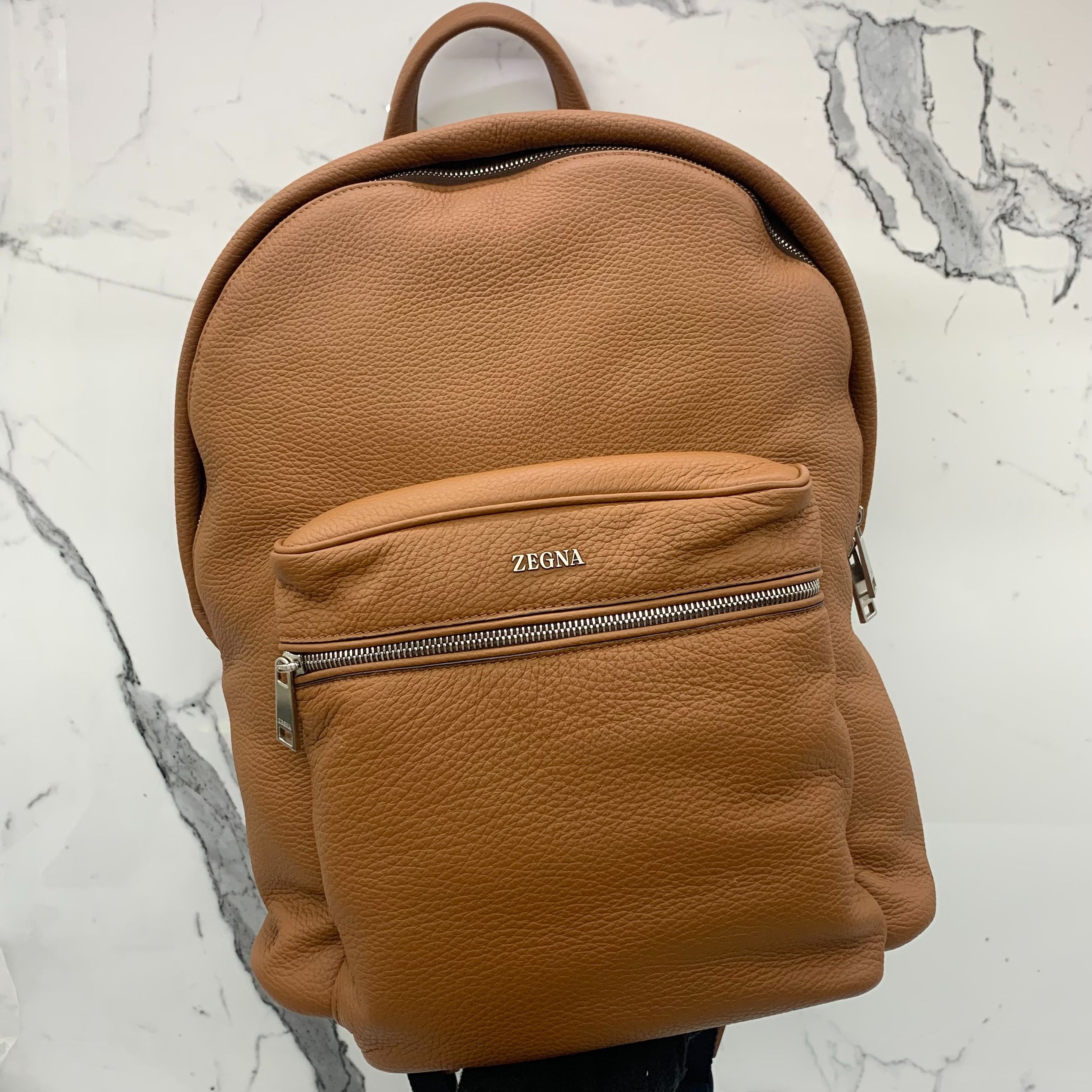 ZEGNA BROWN DEERSKIN HOODIE BACKPACK 247049808 YT