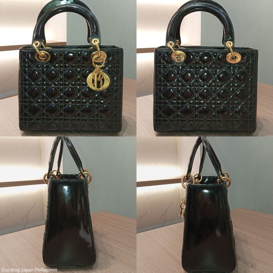 247005801 DIOR BAG LADY PATENT 2 WAY, Luxury, Bags & Wallets on Carousell
