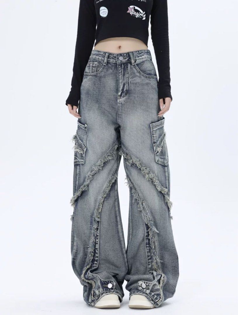 Baggy Street Grunge Y2K Denim Jeans Personsoul INS, Women's Baggy Street Grunge Y2K Denim Jeans Personsoul INS, Women's