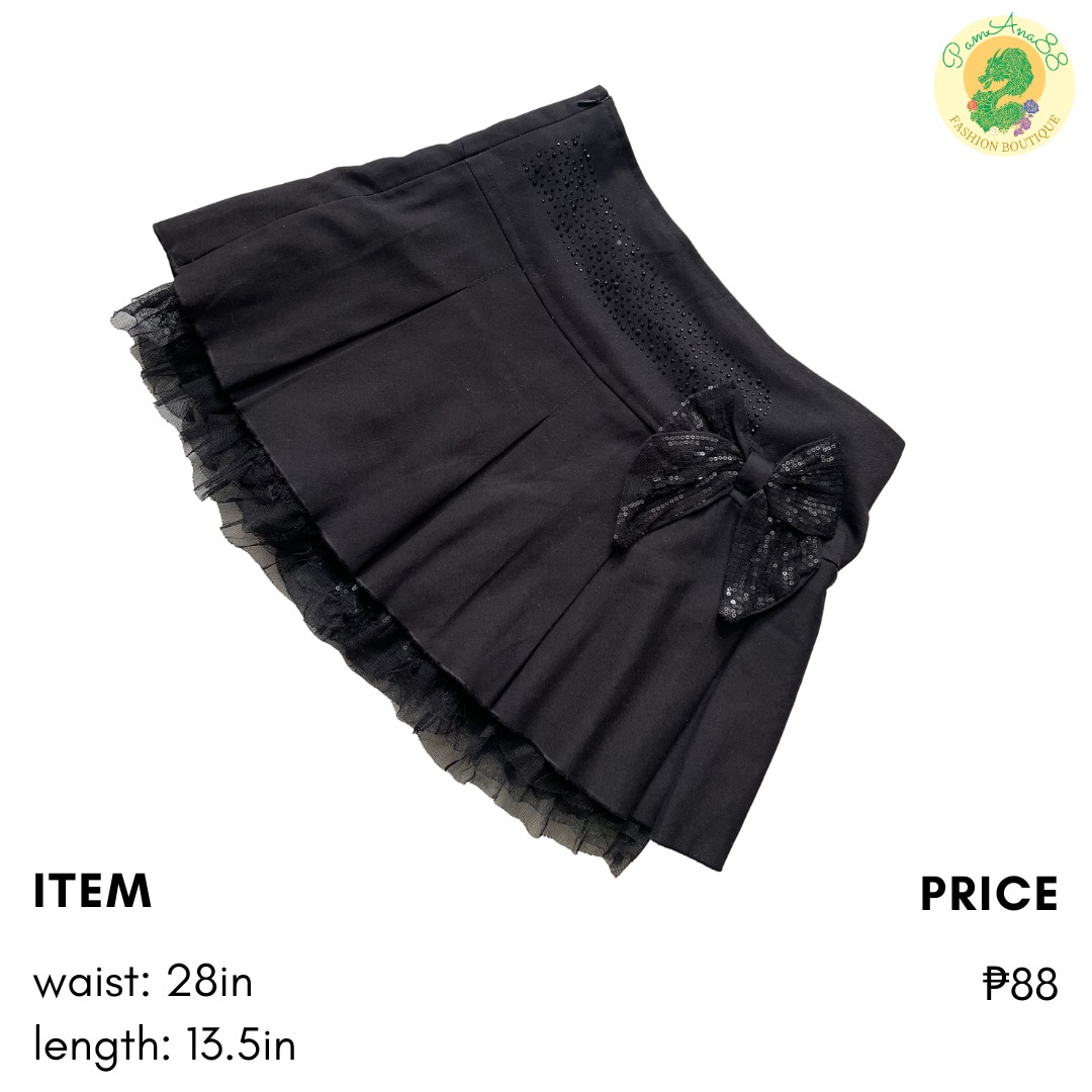 Black Coquette Ribbon Cotton Mini Skirt, Women's Fashion, Bottoms ...