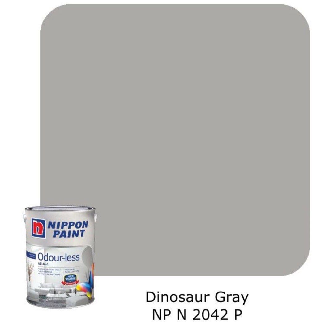 Brand New 1L Nippon Odourless Paint (Dinosaur Grey), Furniture & Home ...