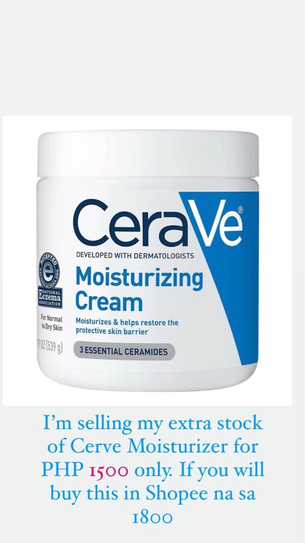 CERAVE MOISTURIZER (Category: Face Care) located in Mandaluyong City. Submitted by amiertyoui (Listing ID 1329394775, Image 1). Description: Original came from US.