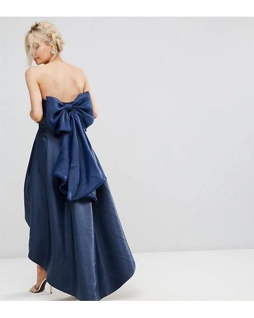 Chi Chi London Bandeau Midi Dress with Bow (Navy/Blue Gown), Women's  Fashion, Dresses & Sets, Evening dresses & gowns on Carousell
