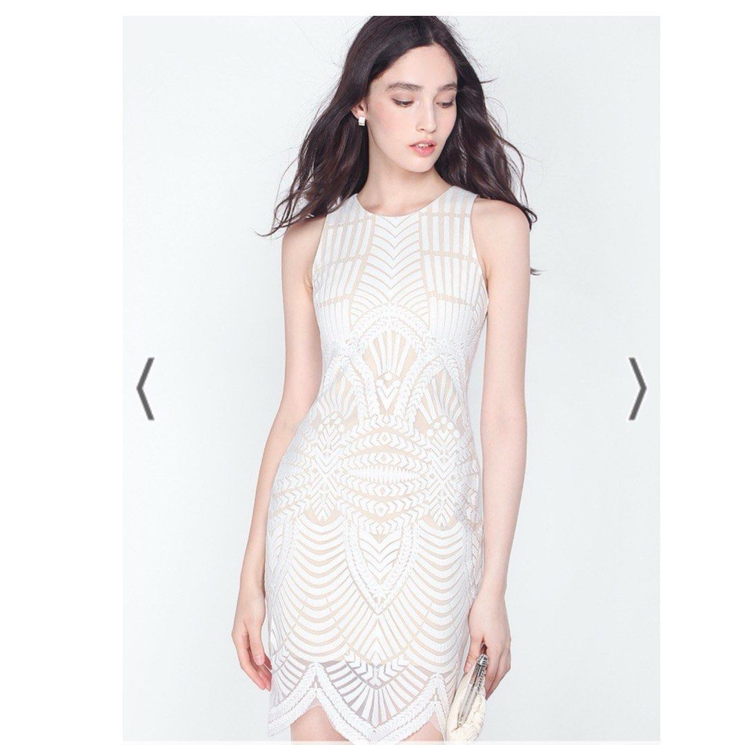 Fayth Gina Geometric Dress White Lace may trade Love Bonito Forever New Zara lovet OSN Women s Fashion Dresses Sets Dresses on Carousell
