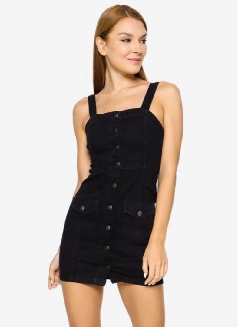 Black denim dress h&m on sale
