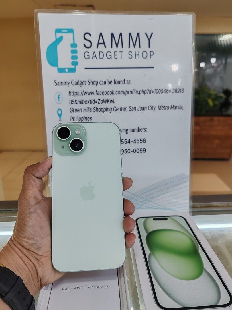 Iphone 15 good as new 128 (Category: iPhone 15 Series) located in Quezon City. Submitted by ronalynac40976 (Listing ID 1329332927, Image 1). Description: Iphone 15 128 factory unlock 100% batteri health good condition With box, same imei, cord Pick up store in greenhills shopping center We ship nationwide via LBC We accept swap/trade in We accept Creditcard by installment+% We accept ggives & spaylater+% Dm or call for fast transaction 0927950006