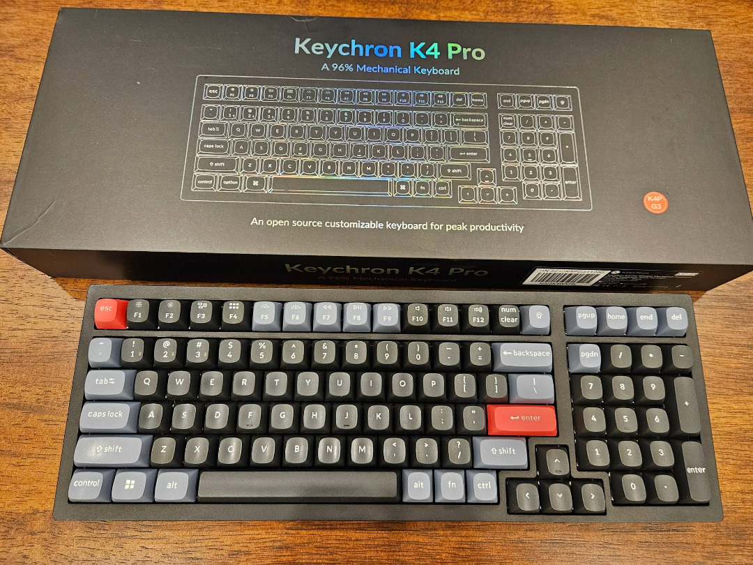 Keychron K4 Pro QMK/VIA Wireless Mechanical Keyboard (White Backlight ...