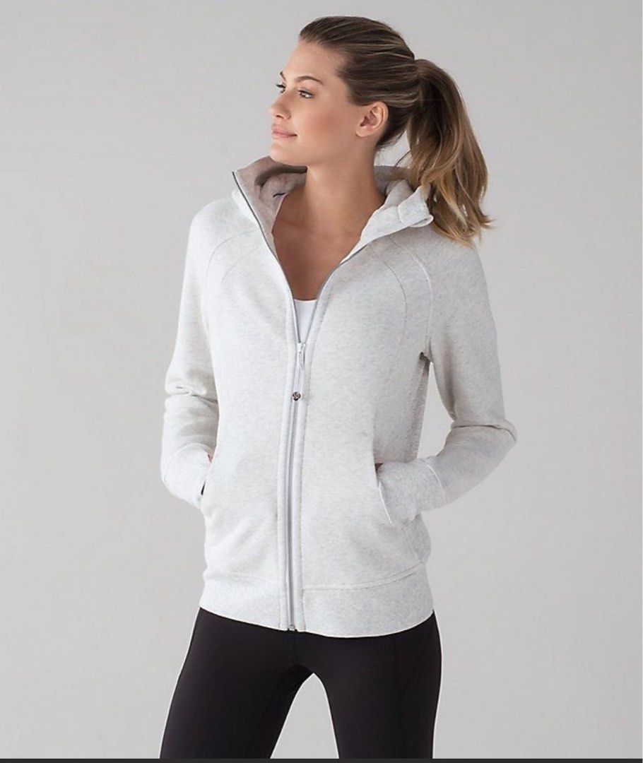 Lululemon Scuba Hoodie Classic Cotton Fleece Heathered Light Grey Women s Fashion Activewear on Carousell