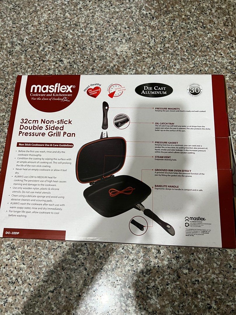 Masflex 32cm non stick grilling pan (Category: Cookers) located in Manila. Submitted by randomthings.ph (Listing ID 1329300137, Image 2). Description: Brand new Never been used Open box for photo only Binondo area .