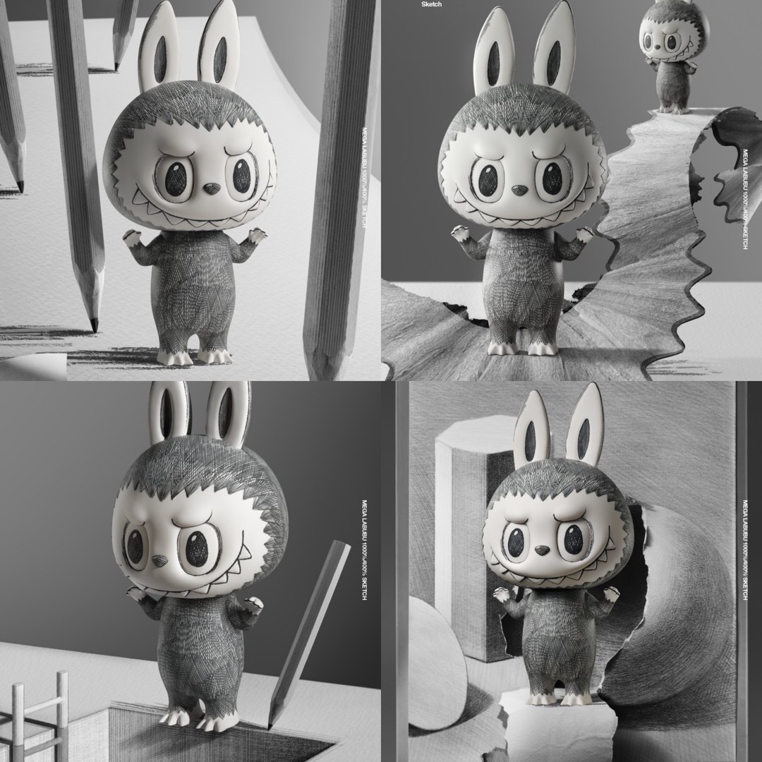 EXCLUSIVE MEGA LABUBU SKETCH VERSION POPMART 400%, Hobbies & Toys