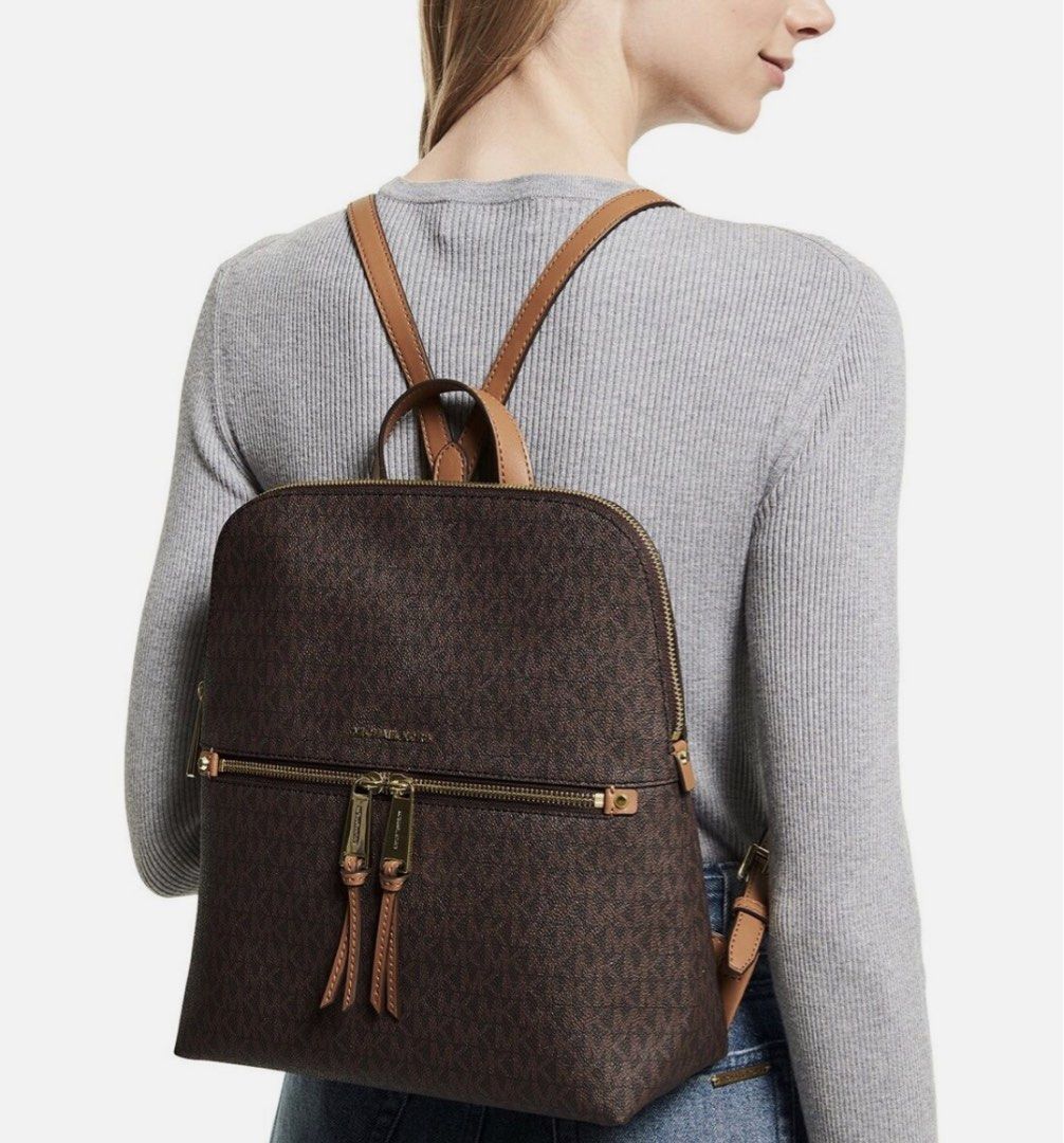 Michael Kors MK Rhea Zip Slim Backpack Women s Fashion Bags Wallets Backpacks on Carousell