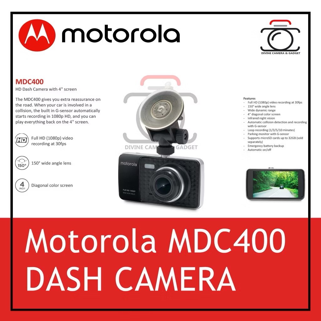 MOTOROLA MDC400 FULL HD 1080P DASH CAM WITH 4 INCH LCD DISPLAY ...