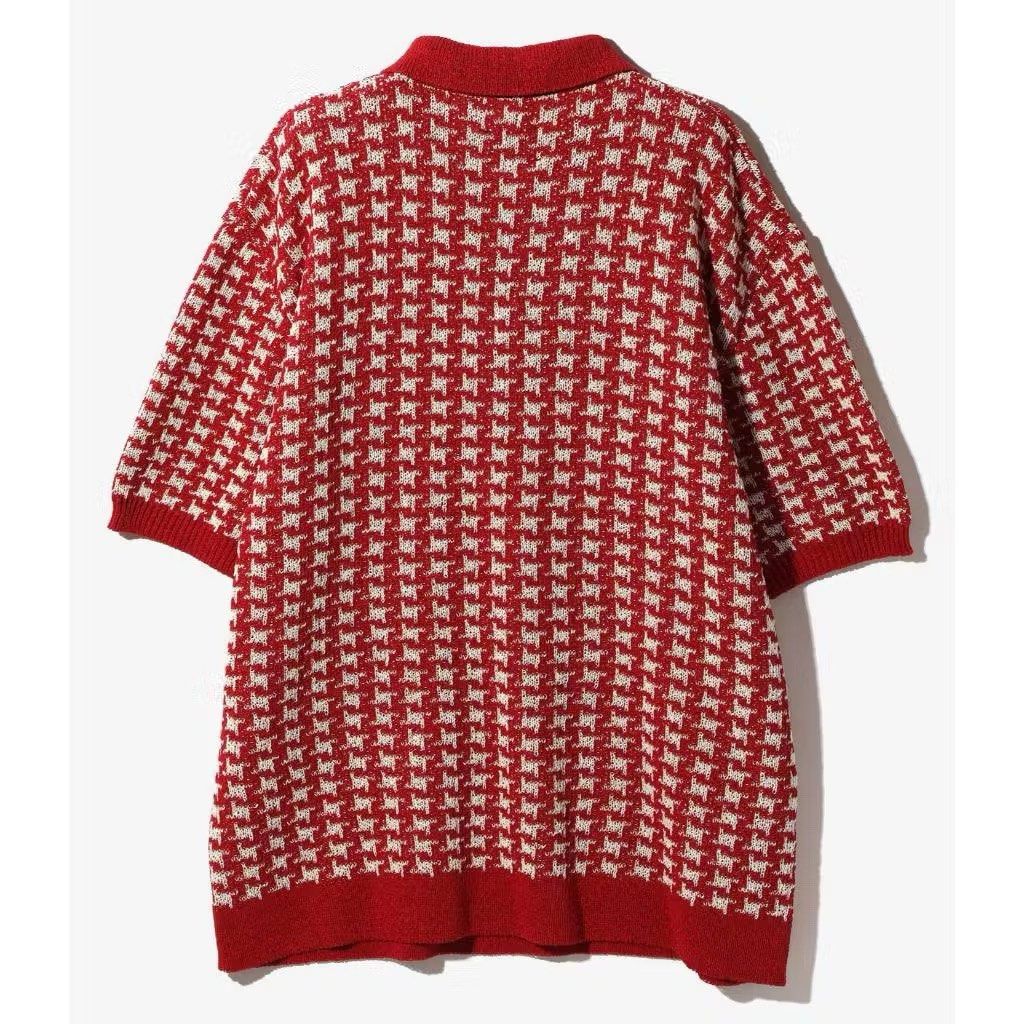 Needles ニードルス　千鳥柄ニット　ポロシャツ　和紙　XS Needles ニードルス 千鳥柄ニット ポロシャツ 和紙 XS