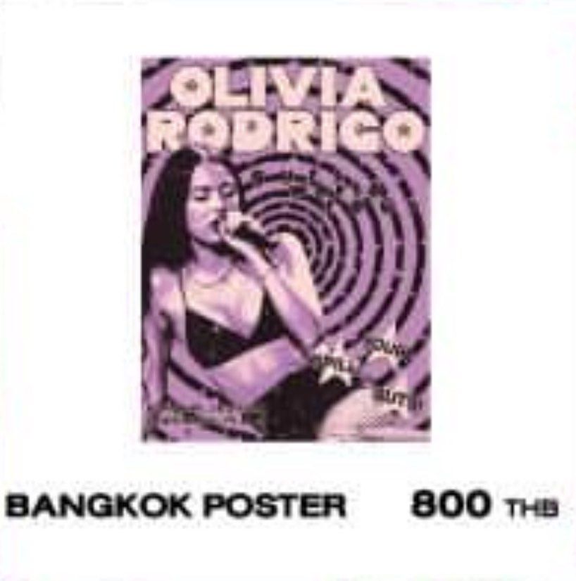 Olivia Rodrigo Bangkok exclusive poster (Category: Storybooks) located in Quezon City. Submitted by timelessfinds (Listing ID 1329407656, Image 1). Description: Helping a friend sell! In excellent condition Original price: ₱1,362 Rfs: need funds 🥲.