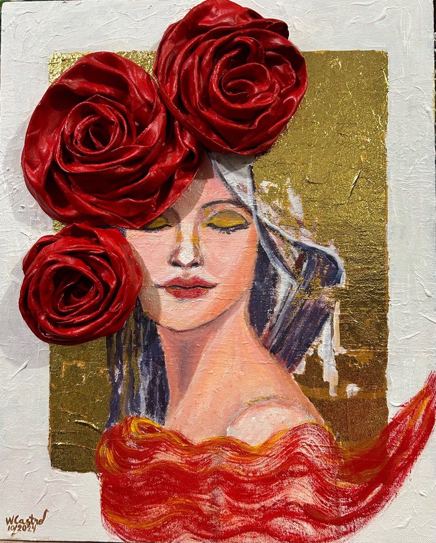 Painting for sale (Category: Art & Prints) located in Makati City. Submitted by cassyrose (Listing ID 1329427205, Image 2). Description: "Belle" Mixed Media on Boxtype Canvas 16" x 20" 2024 Price: 6,000 rdy to hang.