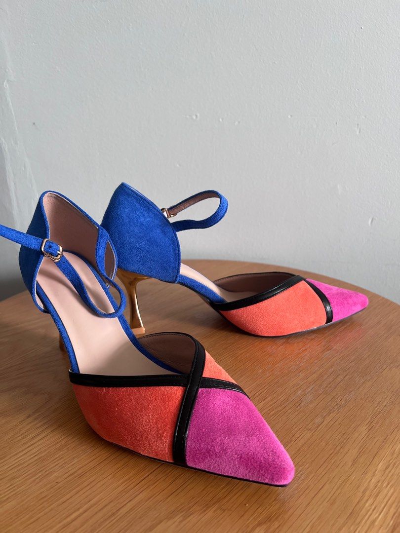 Strapped multi colored stilettos