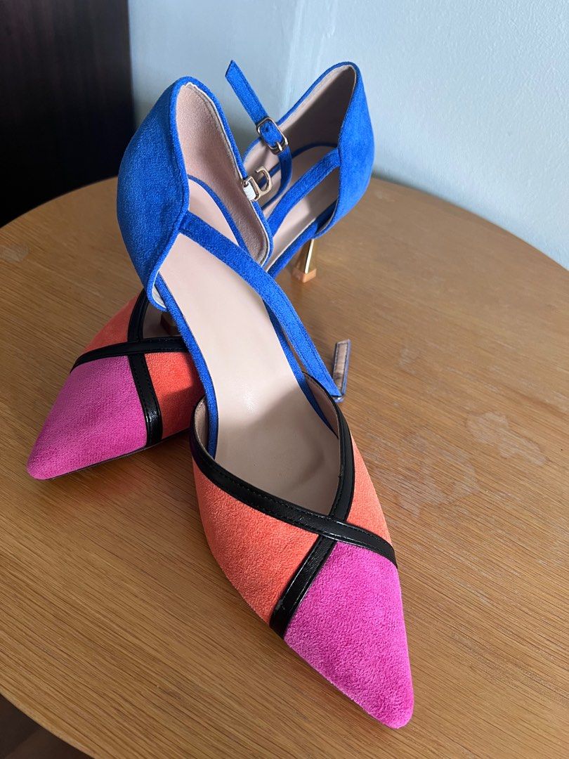 Strapped multi colored stilettos Women s Fashion Footwear Heels on Carousell
