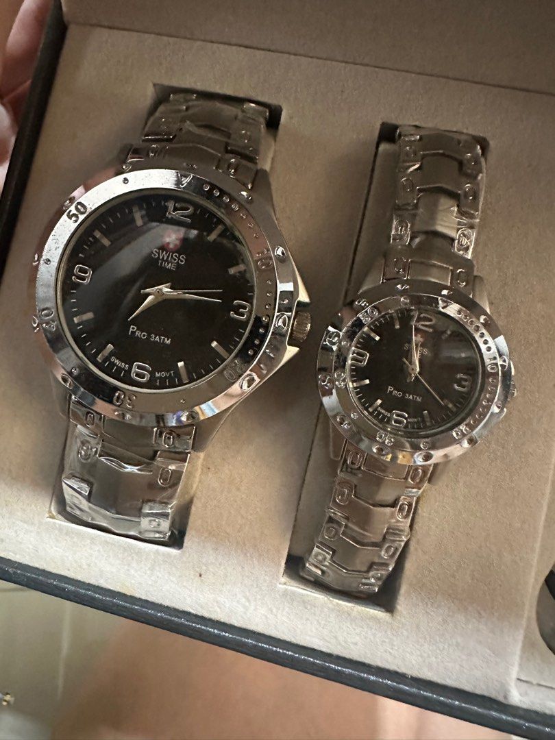 Swiss Time Couple Watch Set, Luxury, Watches on Carousell