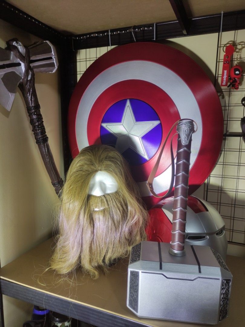 Thor Cosplay Toy Mjolnir Stormbreaker (Category: Action & Battle Toys) located in Caloocan City. Submitted by guitarsandcosplayph (Listing ID 1329455694, Image 1). Description: Thor Cosplay Toy Mjolnir Stormbreaker Hammer Mjolnir - 1600 Stormbreaker - 1600 Wig and Beard - 1200 Cap Shield - 4200.