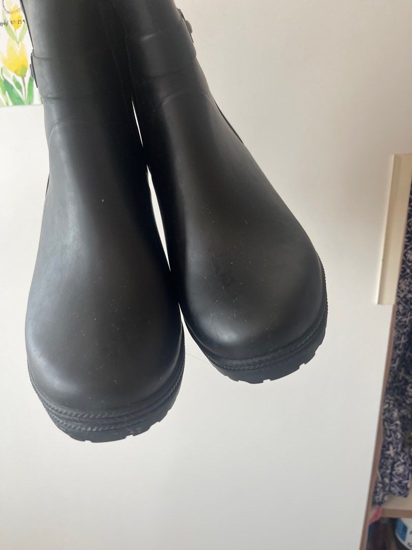 Tretorn Plask Black Rain Boots with Wedge Heel Waterproof Women s Fashion Footwear Boots on Carousell