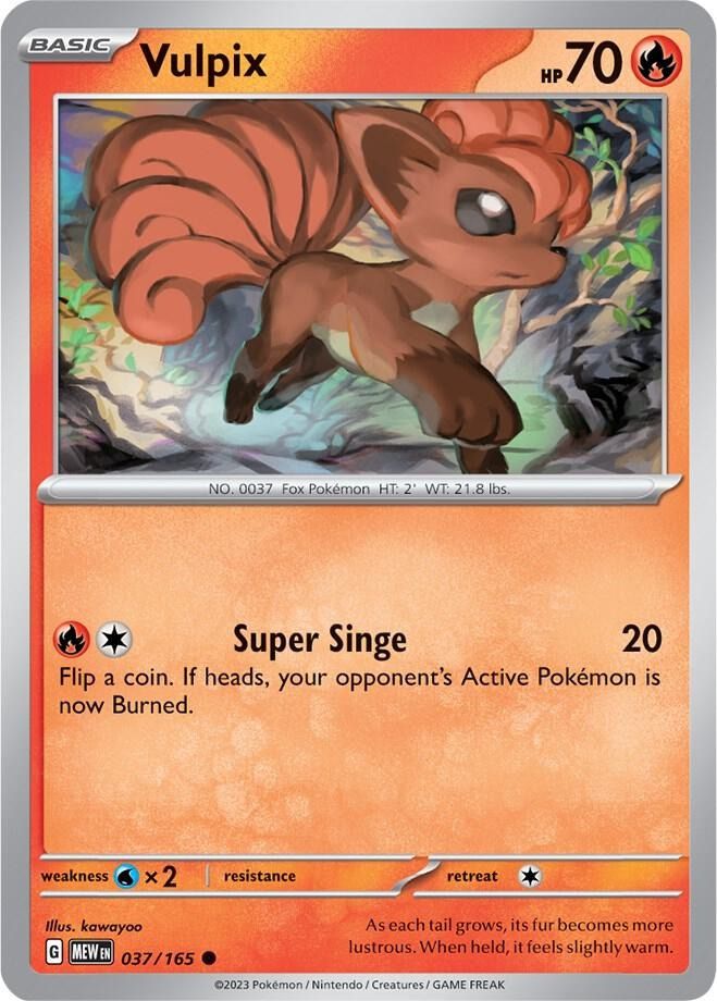 Pokemon Scarlet & Violet 151 - Vulpix - 037/165 - Common (Category: Raw Singles) located in Pasay City. Submitted by pokenexus (Listing ID 1329389647, Image 2). Description: Add this Pokémon card to your collection from the Scarlet & Violet 151 set! This original card is in near mint condition, making it a great addition for collectors and players alike. Features: 🌟 Card Number: 037/165 🌟 Card Title: Vulpix 🌟 Set: Scarlet & Violet 151 🌟 Condi