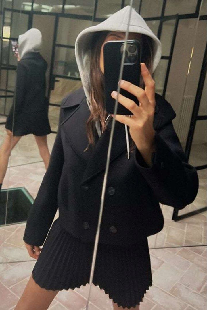 Zara cropped jacket combined with hood Women s Fashion Coats Jackets and Outerwear on Carousell