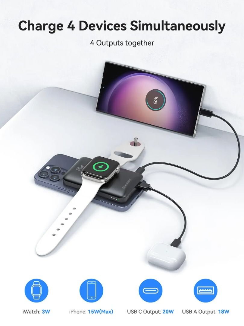 10000mAh Wireless Power Bank for Apple Watch Charger iWatch