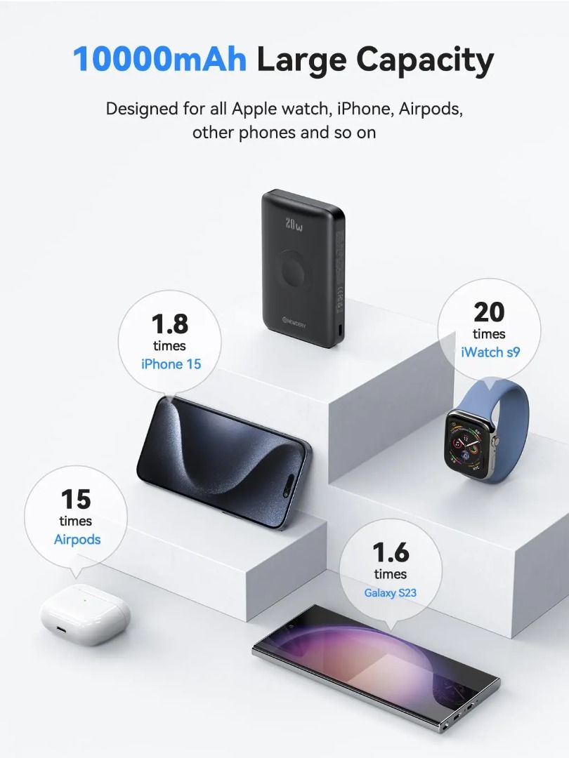 10000mAh Wireless Power Bank for Apple Watch Charger iWatch