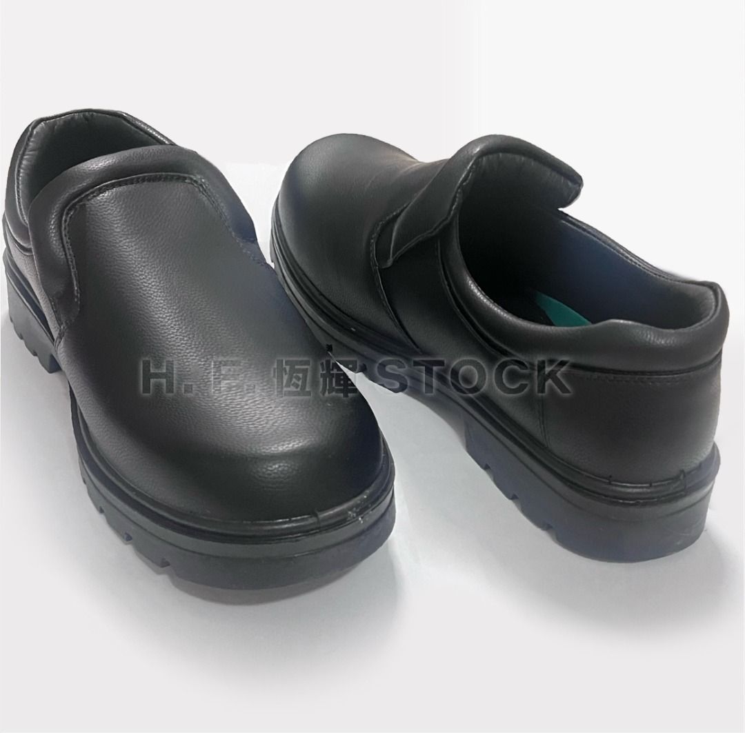 39 45 Men s slip resistant leather slip on shoes for wet floors Hong Kong safety certified