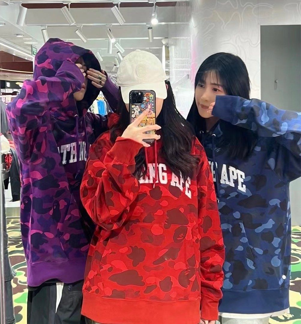 Bape color camo pullover hoodie top
