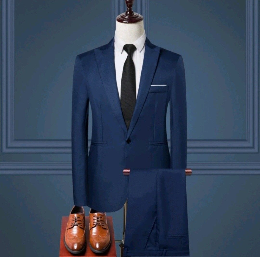 Blue suit coat and pants for men Medium size built men (Category: Sets & Coordinates) located in Pasig City. Submitted by akirashine.official (Listing ID 1329651630, Image 2). Description: XL on tag but for medium built men, see measurement on the 3rd photo rent for 500 buy for only 880 set coat and pants Never used kasi malaki sa anak ko nung time na nabili so iba ang ginamit..