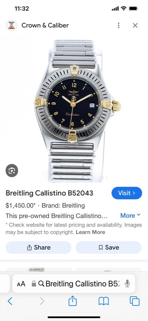 Breitling ladies watch (Category: Luxury Watches) located in Muntinlupa City. Submitted by polm1 (Listing ID 1329571058, Image 3). Description: Selling first own rarely used Breitling Callistino B52043 Watch only New batteries Like new rarely worn ( my wife’s) RfS not being used 60K No swap No trade Txt for faster reply Thank you .