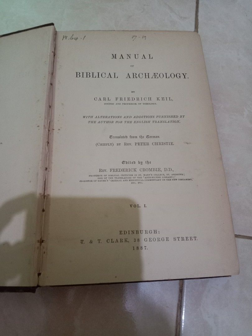 Buku Lawas Antik Rohani Kristen, Manual of Biblical Archeology, Vol 1 ...
