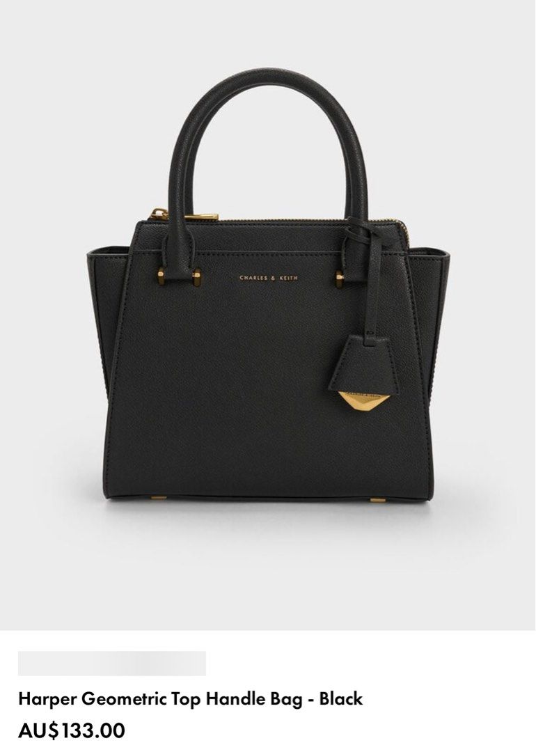 Charles and Keith black handbag free shipping (Category: Women's Bags & Wallets) located in Brisbane. Submitted by 444seungmin (Listing ID 1329525052, Image 2). Description: Charles and Keith Harper Bag $75 Black with gold hardware Comes with adjustable/detachable strap PU leather Black fabric interior Great everyday size Only use a few times. Looked after well Non-smoker household Selling because I’m moving overseas Comes with dust bag RRP $133 