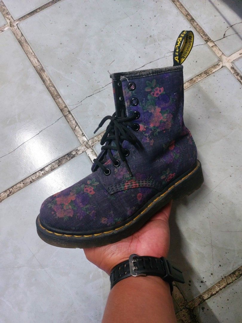 Dr. Martens Castel Floral 8 Eye Lace Up Boots 5 US L Women s Fashion Footwear Boots on Carousell