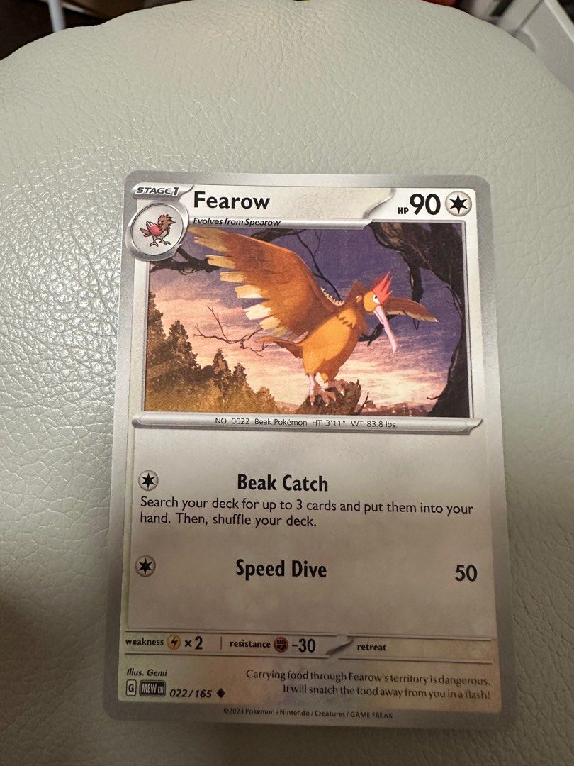 Fearow - 022/165 - Uncommon (Category: Raw Singles) located in Manila. Submitted by jpcollectiblesph (Listing ID 1329599577, Image 1). Description: I have 2 pieces.