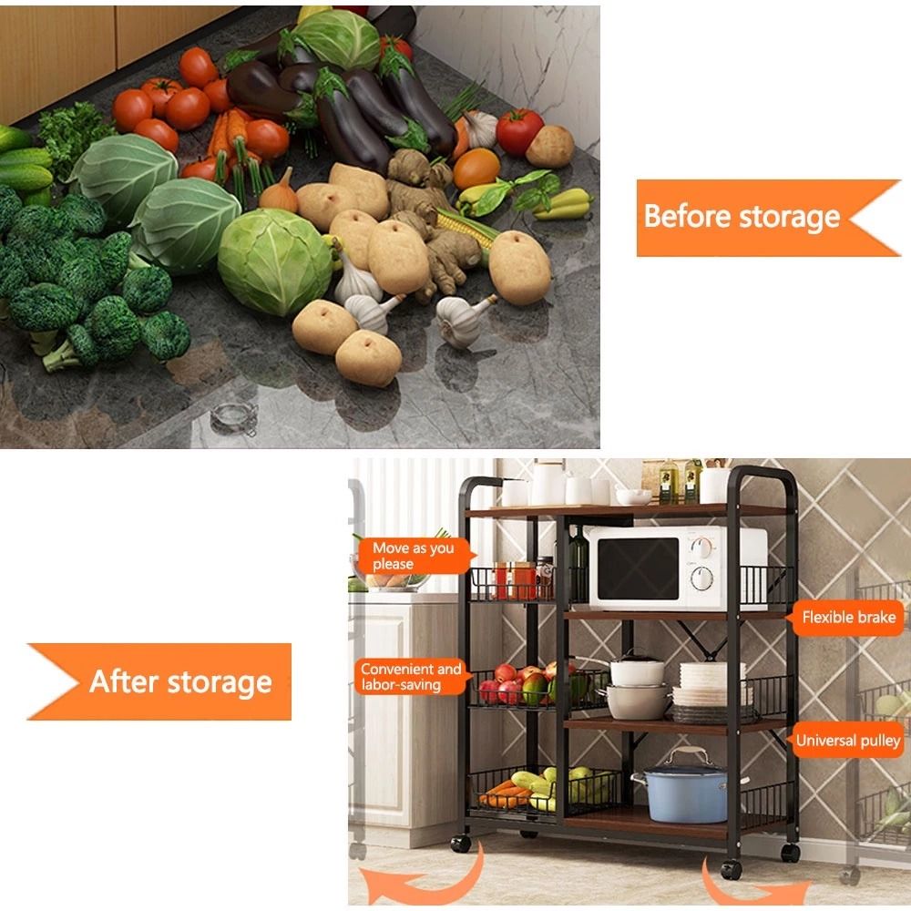 FREE SHIPPING!!! Tier With Wheels Kitchen Vegetable Storage Rack ...