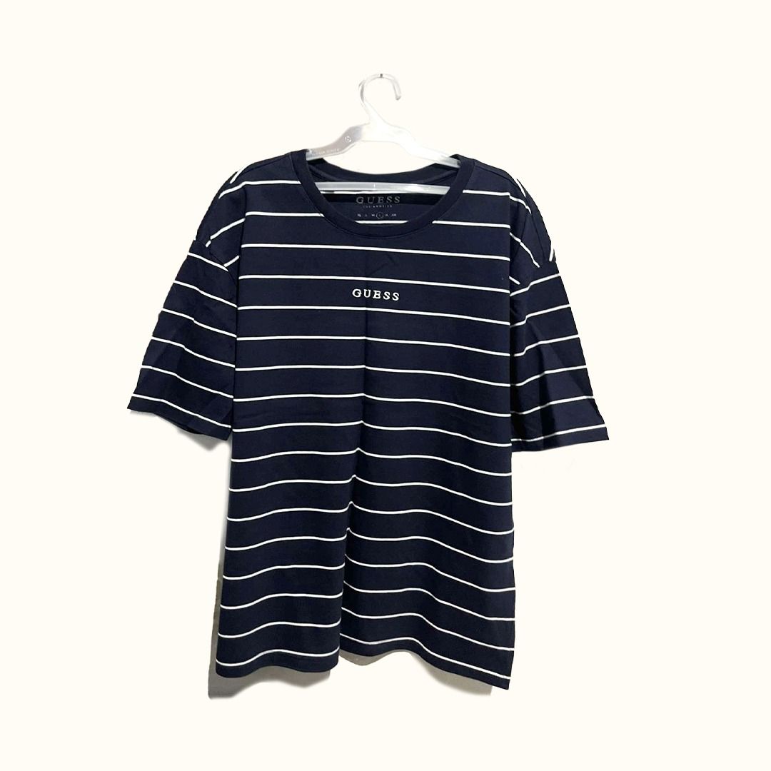 Guess Striped Crewneck Shirt Men s Fashion Tops Sets Tshirts Polo Shirts on Carousell