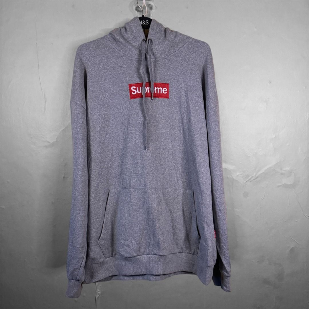 Supreme frightening grey on grey box logo hoodie