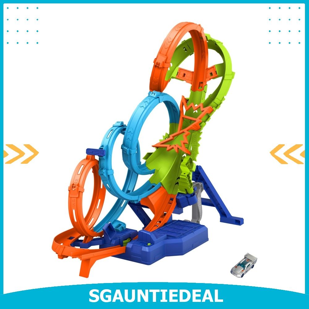 Hot Wheels Action 4-Loop Crash Out Track Set with Motorized