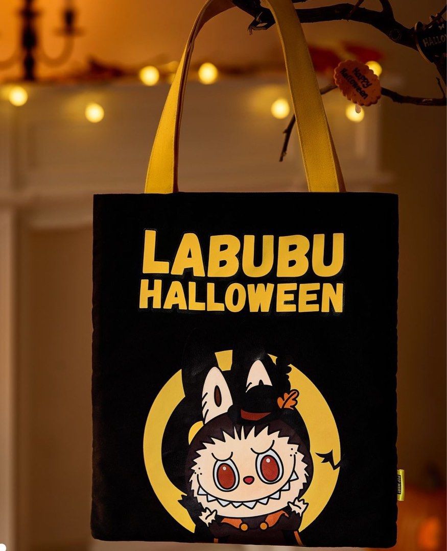 Labubu Halloween Canvas Tote Bag (onhand) (Category: Tote Bags) located in Bulacan. Submitted by jk.declutters (Listing ID 1329537678, Image 2). Description: POP MART Happy Halloween Party Series- LABUBU Canvas Bag 🎃 sealed MOP: BDO/gcash Loc: Manila.