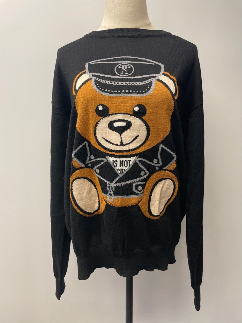 Moschino teddy bear black knit top longsleeves Carousell