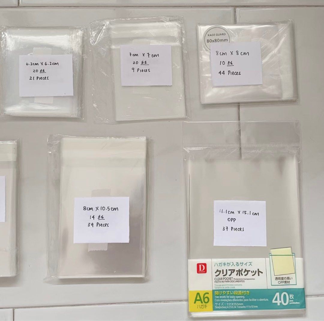 Clear Card Sleeves Sealable Pockets for cards, badges, shikishi, coasters,  tickets,   //Daiso A6 Clear Pocket, Hobbies & Toys, Stationery &  Craft, Other Stationery & Craft on Carousell