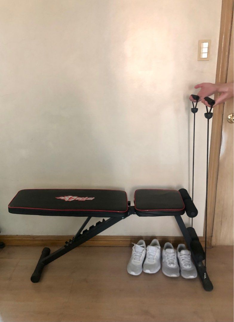 PRELOVED (Category: Cardio & Fitness Machines) located in Manila. Submitted by _bizzd_ (Listing ID 1329578638, Image 3). Description: 2ND HAND/PRELOVED VECTOR Workout Bench w/ Ropes 95% in good working condition with minor/unnoticeable damage on leather (see 5th photo) RFS: Decluttering +SF c/o buyer (courier pick up only) MOP: BPI/BDO / GCASH ( Location: San Juan City Manila.