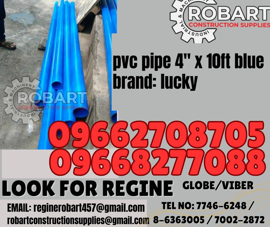 pvc pipe 4'' x 10ft blue brand: lucky, Commercial & Industrial ...