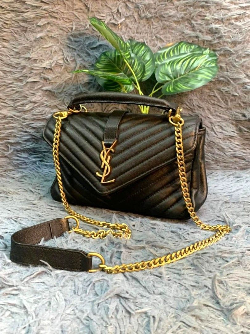 SAINT LAURENT COLLEGE IN BLACK TWO WAY BAG